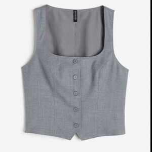 H&M Divided Women Grey‎ Sleeves Crop Top Vest Size L